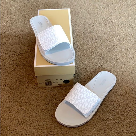 michael kors white slides